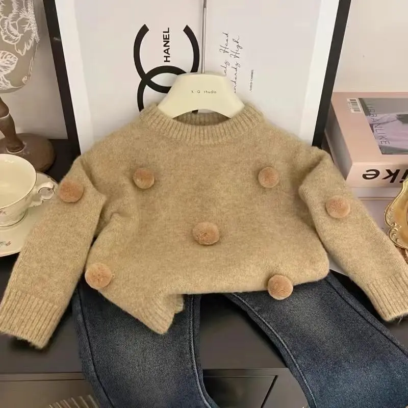 - Baby Clothes Girls Sweater Spring and Autumn new style children's long-sleeved wool top +Jeans Pants 1