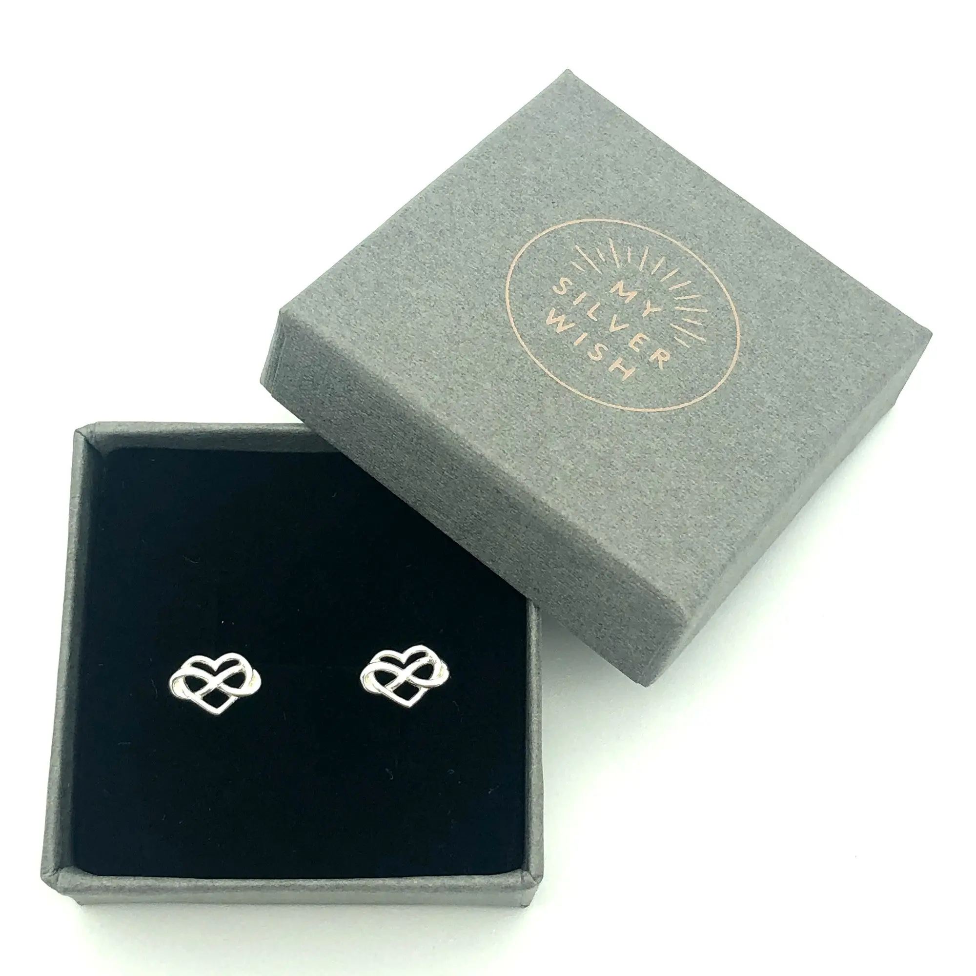 Infinity Heart Sterling Silver Stud Earrings