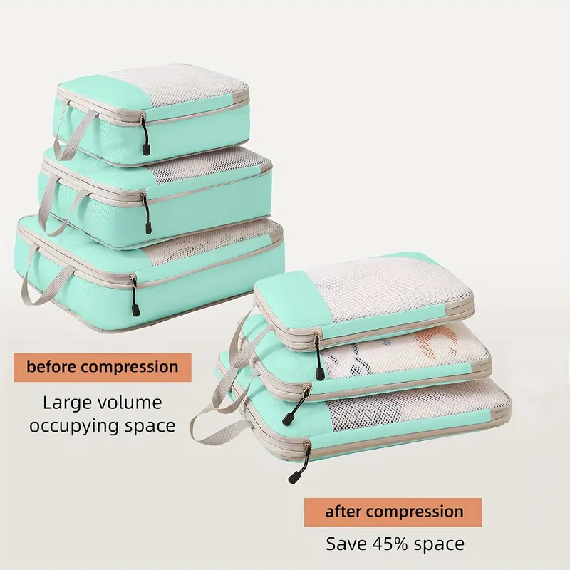 3 Set Compression Packing Cubes, Travel Essentials for Carry on Suitcases, Travel Bags Luggage Organizers 7