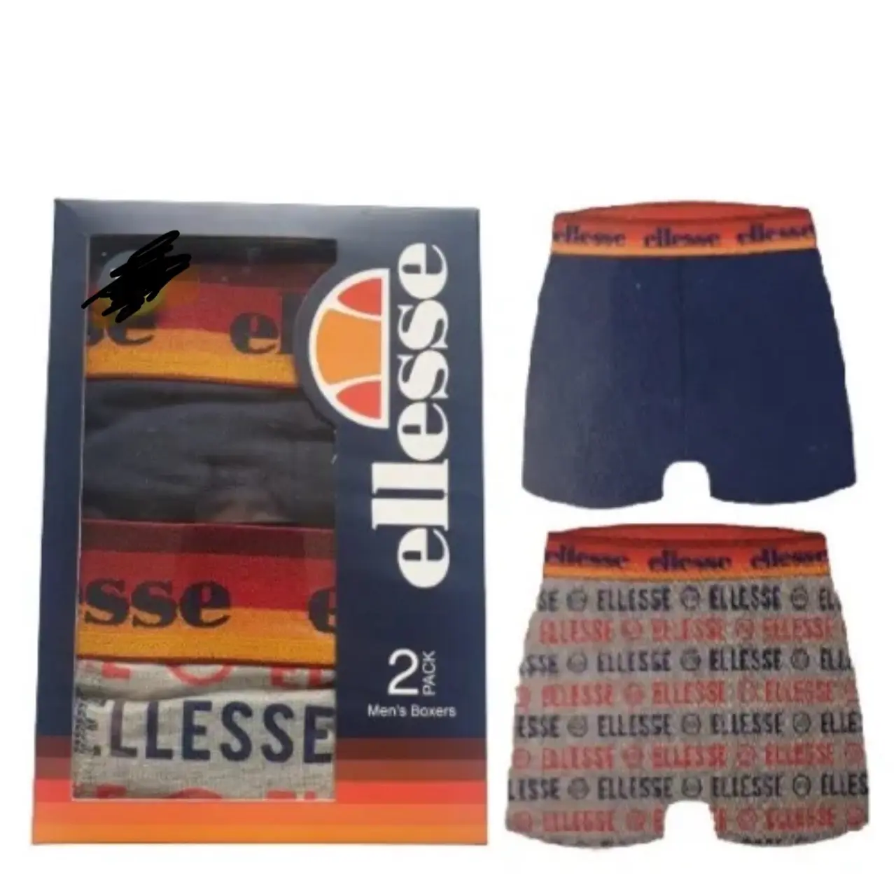 Ellesse Men's 2 Pack Boxer Shorts in Multicolour, Cotton Rich, Size M-XL - Menswear, Socks boxers
