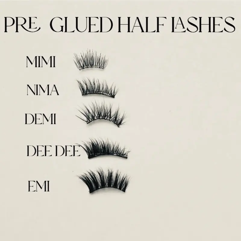 Pre glued half lashes strip lashes. DIY lashes. No glue needed! Eyelash Extensions Eyelashes