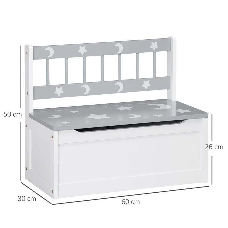 Product Introduction of 2 In 1 Wooden Toy Box, Kids Storage Bench, Toy Chest with Safety Rod - Grey 4