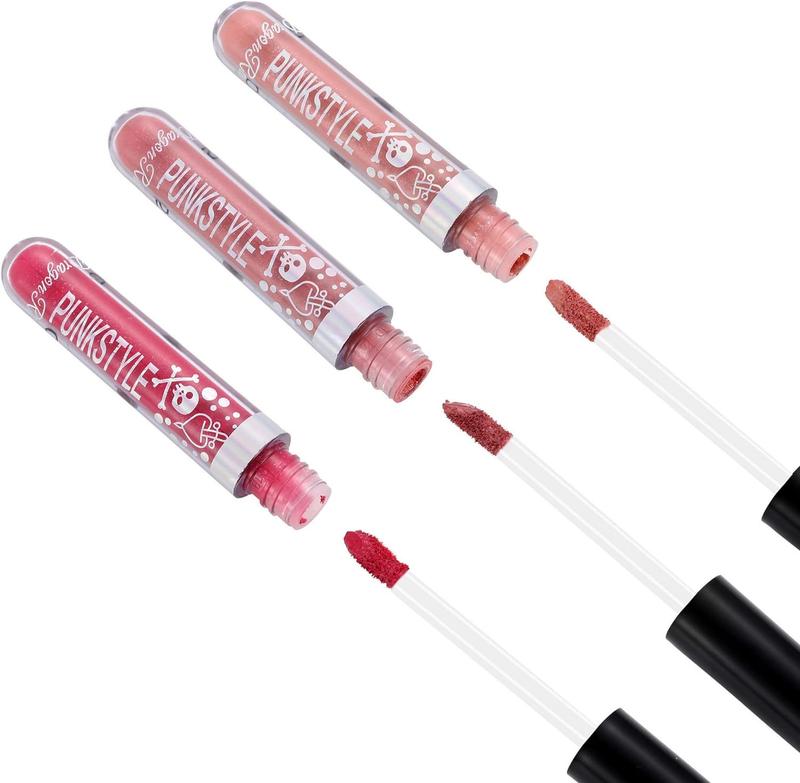 Devil's Dream Shiny Waterproof Glitter Liquid Lipstick Set - Long-Lasting Lip Tint and Gloss - Color, Makeup 4
