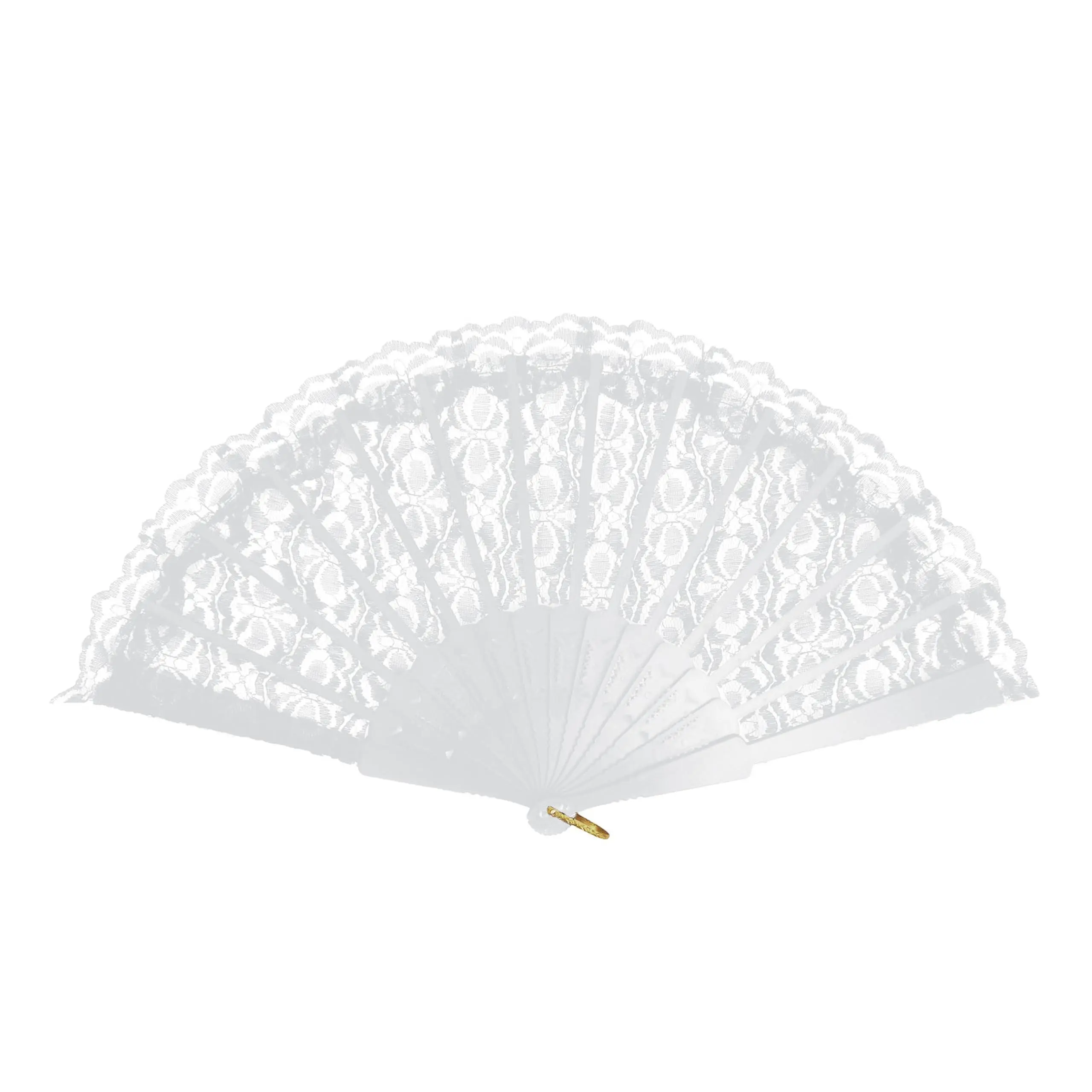 1 x White Lace Spanish Fan | Womens One Size Fordable Lace Fan | Hand Held Fan for Hand Wedding Party Halloween Fancy Dress Costume Accessory Lightweight