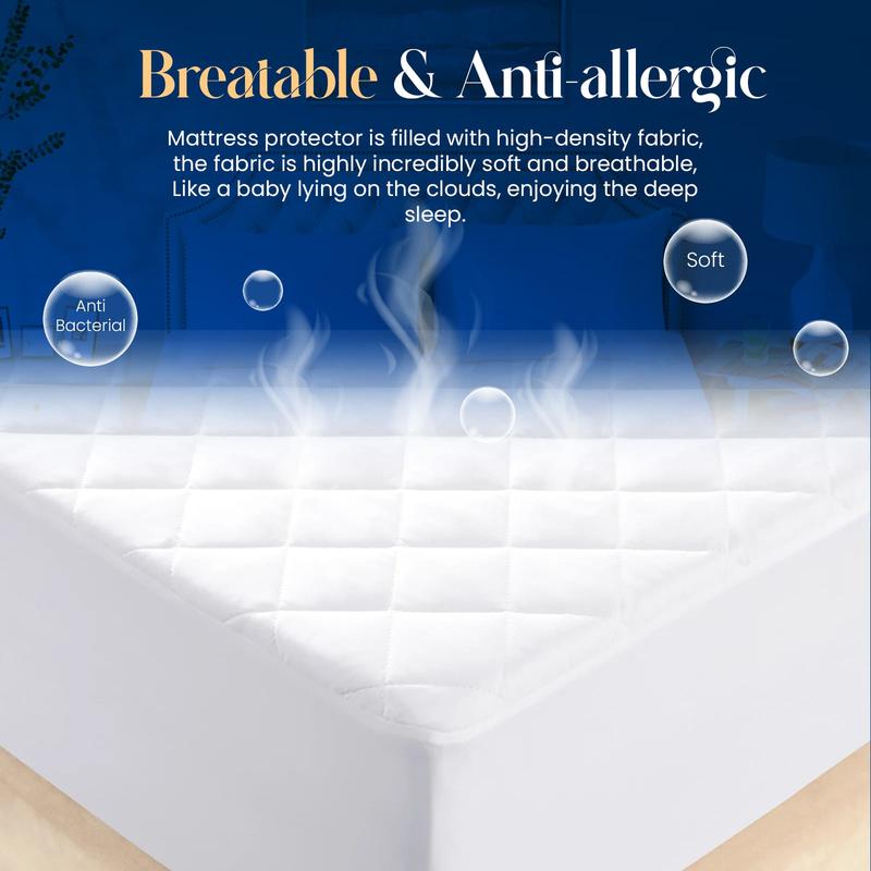 Waterproof Mattress Protector Pad with Extra Deep 30cm Pockets for Secure Fit,Microfiber Material Hypoallergenic, Noiseless,Super Soft Matress Protector Wrinkle Free, Machine Washable Mattress Cover  White. Single,4Ft/Small Double,Double,King,Super King 5