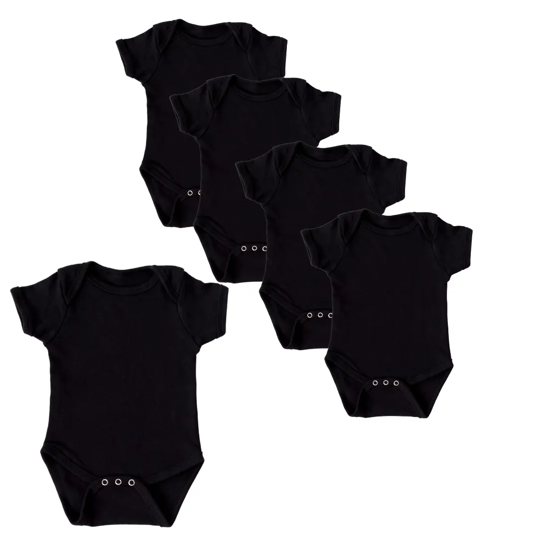 Black Baby Vests - Black Baby Grows Bodysuits One Pieces - Multipack Bulk Buy - Premature sizes Available up to 24 Months