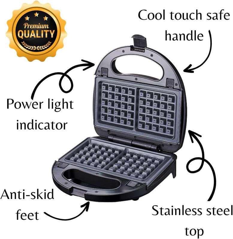 grinders sandwich Domestic King 3-in-1 Snack Maker - Waffle Machine, Sandwich & Toastie Maker, Panini & Grill Press, Interchangeable Non-Stick Plates, 750W, Auto Temperature & Cool Touch Handle- DK18117,neon glass toaster machine 5