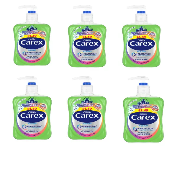 Carex Aloe Vera Antibacterial Hand Wash 250ml x 6 0