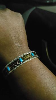 Product Review of Vintage Hollow Out Design Bangle for Women & Men, Rhinestone Decor Turquoise Texture Stainless Steel Jewelry for Party, Daily Clothing Decor, Trendy All-match & Exquisite Jewelry for Birthday Gift from Y**2 0