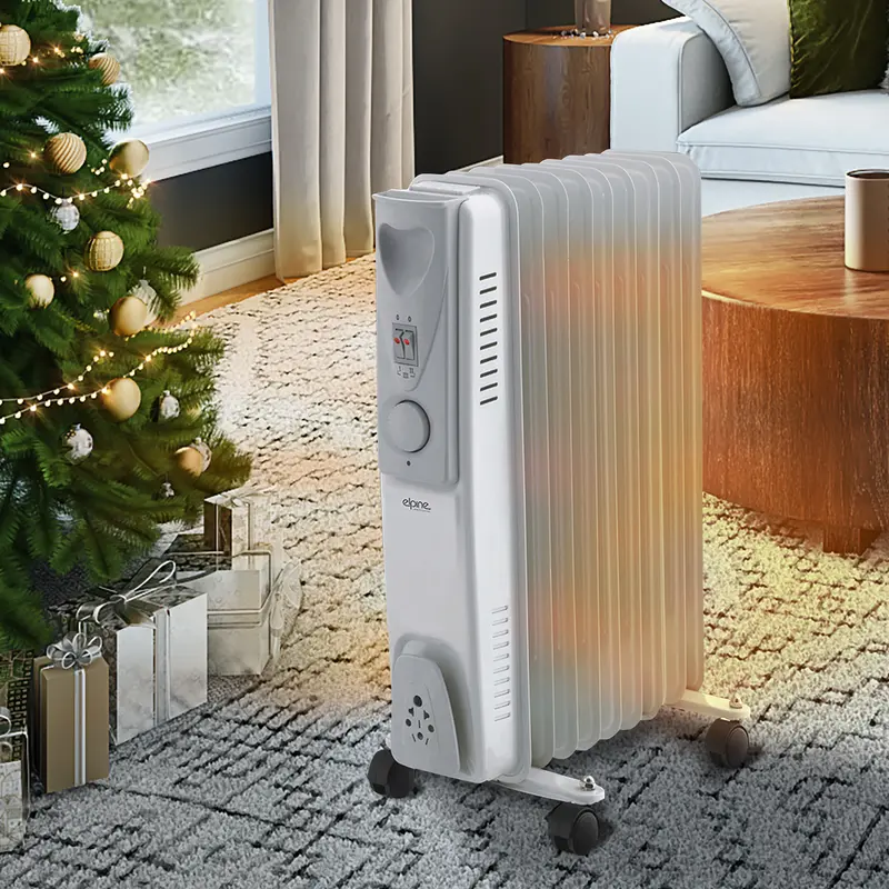 2000W 9 Fin Portable Oil Filled Radiator Heater Electric Adjustable Home Black 5