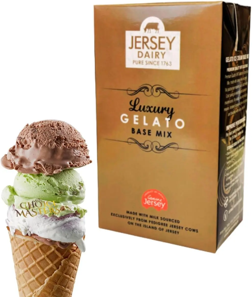 Ice Cream Mix - Jersey Luxury UHT Gelato Base Mix | 1 Ltr | Creamy, Smooth, Premium Gelato Base | Made from Jersey Cow Milk | Add Any Flavour of Your Choice | Perfect for Home or Commercial Use Dairy Vanilla
