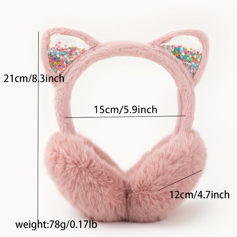 Product Introduction of Festive Cat Ear Headphones: Soft Faux Fur Ear Warmers with Sparkly Ears - Perfect for Winter Fashion 0