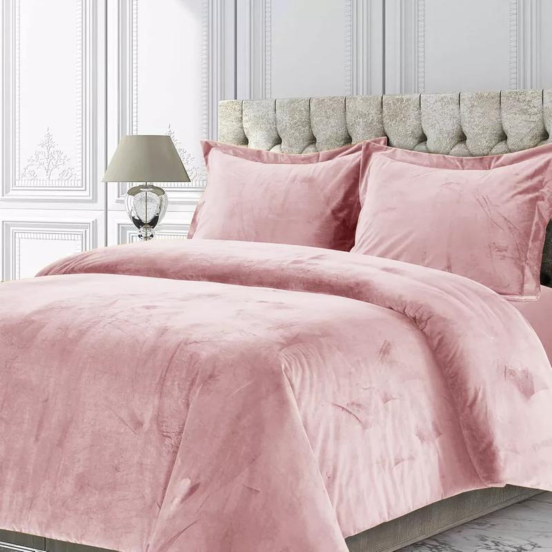 Velvet Quilted Bedspread Bed Throw & Pillow Shams Double King Size Bedding Set 5