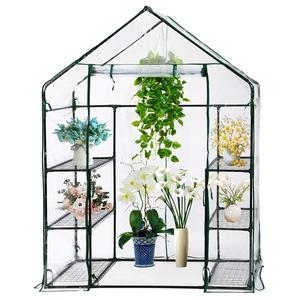 Walk In Greenhouse Compact Green House with 4 Shelves and Weatherproof Clear PVC Plastic Cover Plant House/Grow House for Garden and Outdoor Roll up Zip Panel Door Easy No Tool Assembly