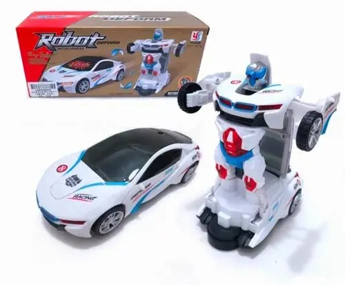 2-in-1 Robot Car 3D Lights Music Transformer Toy Car With lights & Music Battery Operated 4