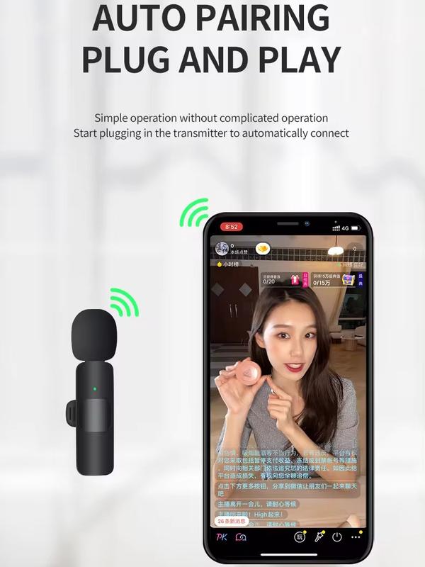 Portable K9 Wireless Lapel Microphone Professional Podcast multimedia HD Rechargeable microphone for Iphone Android 7