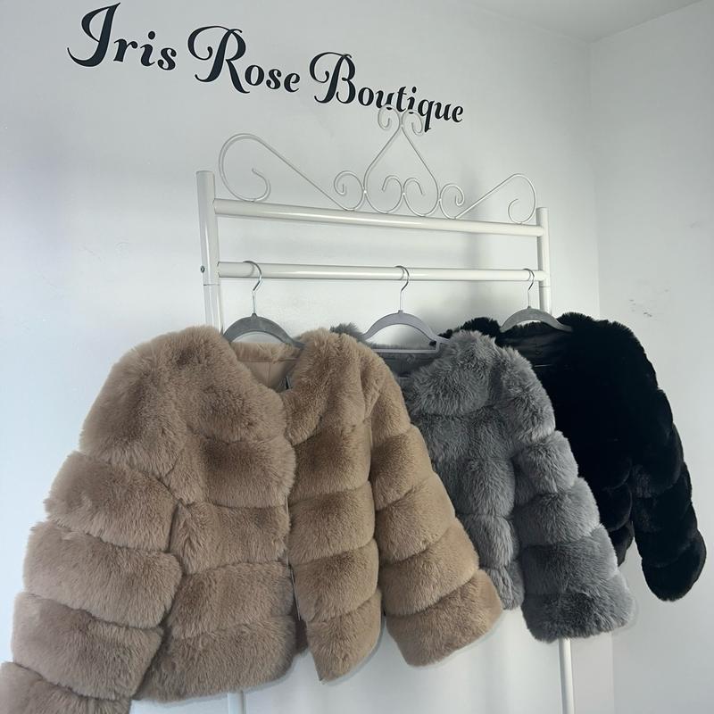 [IRIS ROSE BOUTIQUE] Premium Faux Fur Jacket - 5 Row Sleeve - 5 Colours 0
