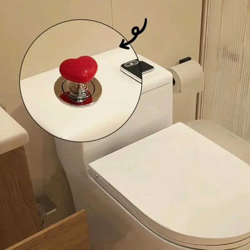 Fashionable Colored Heart Shape Toilet Closestool Water Tank Push Switch Assistant Cabinet Or Door Drawer Auxiliary Buttondevice 1