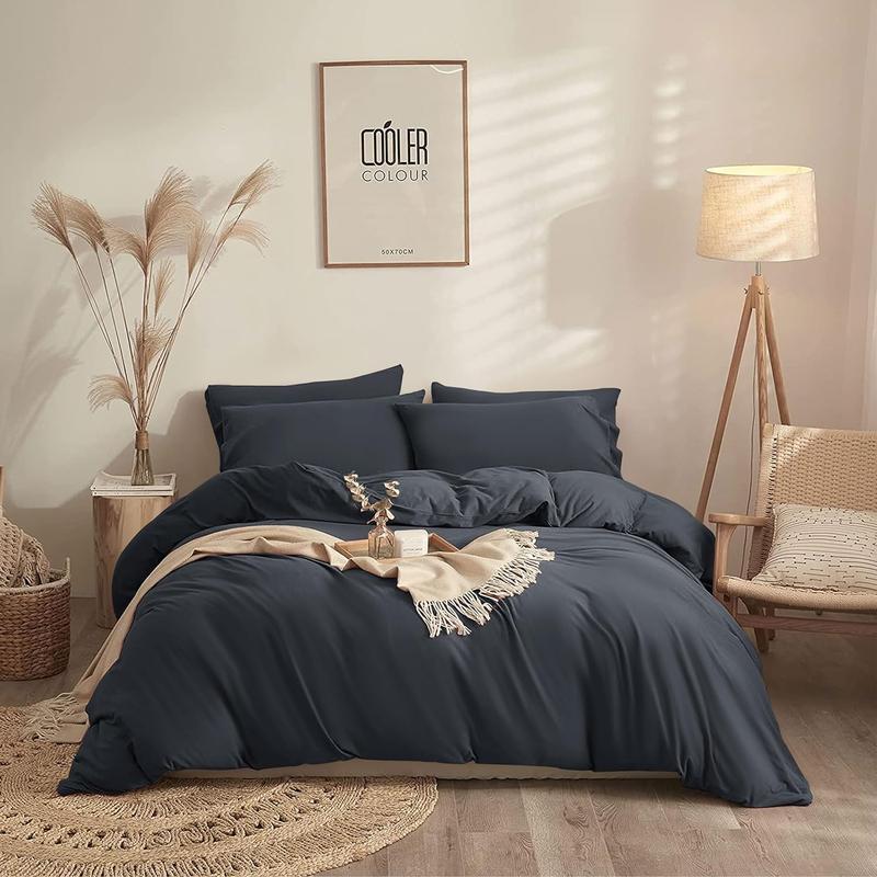 100% Egyptian Cotton Duvet Cover Set |200 Thread Count Plain Dyed Duvet Quilt Cover Set With Free Pillowcases| Non-Iron Easy-care Bedding Set - Single Double King Super King Sizes 6