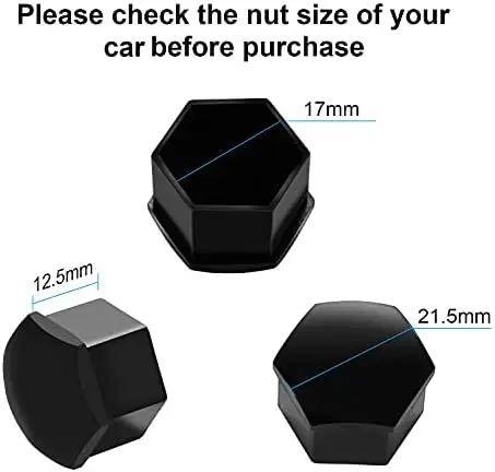 20 Pieces Wheel Nut Caps Wheel Nut Covers 17mm Bolt Cover Car Wheel Caps for Cars- Not Suitable for Q7(17mm) (Black, 17mm) 2