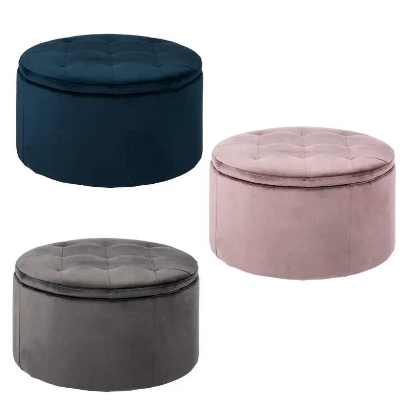 Spacious Soft Touch Large Retina Boudoir Ottoman In Dusty Rose Pink, Quality Round Storage 60x35cm 4