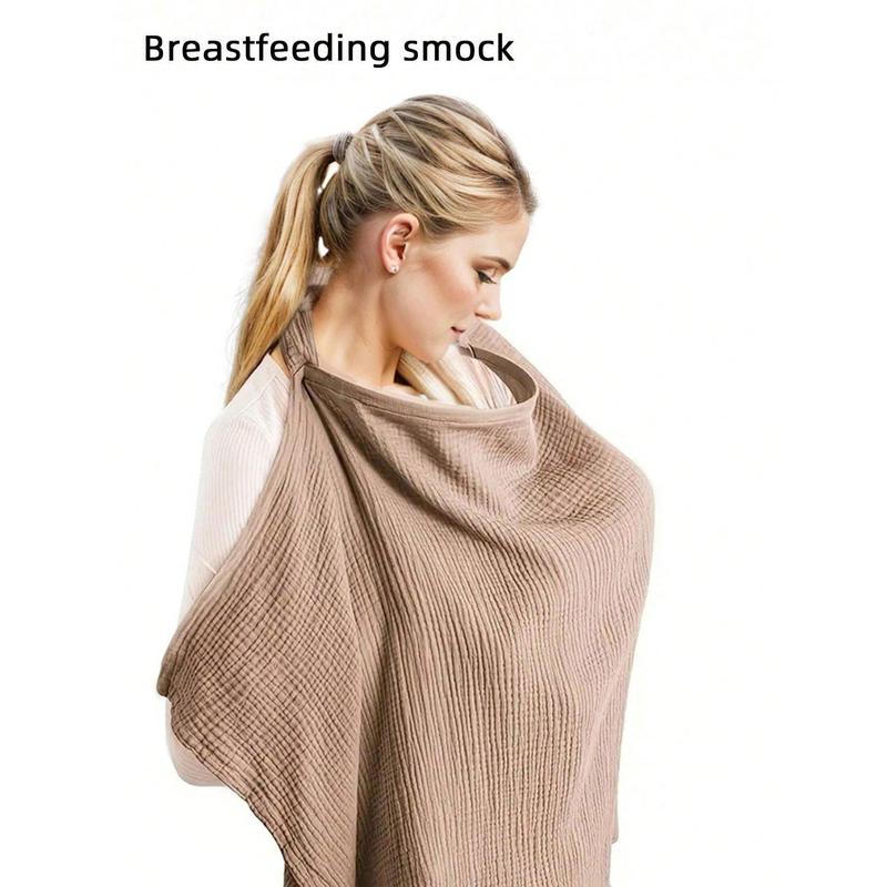1pc Nursing Cover For Breastfeeding Outdoors In Coffee/Milky Blue/Green Color, With Breathable Gauze And Anti-Peep Shoulder Wrap For Breastfeeding Mothers 4
