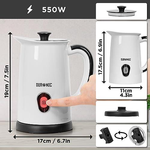 Duronic Milk Frother Electric MF130, Coffee Milk Frothers Steamer, Automatic Hot and Cold Foam Maker Hot Chocolate Machine with Milk Heater and Warmer for Cappuccino, Lattes, Coffees and Matcha 1