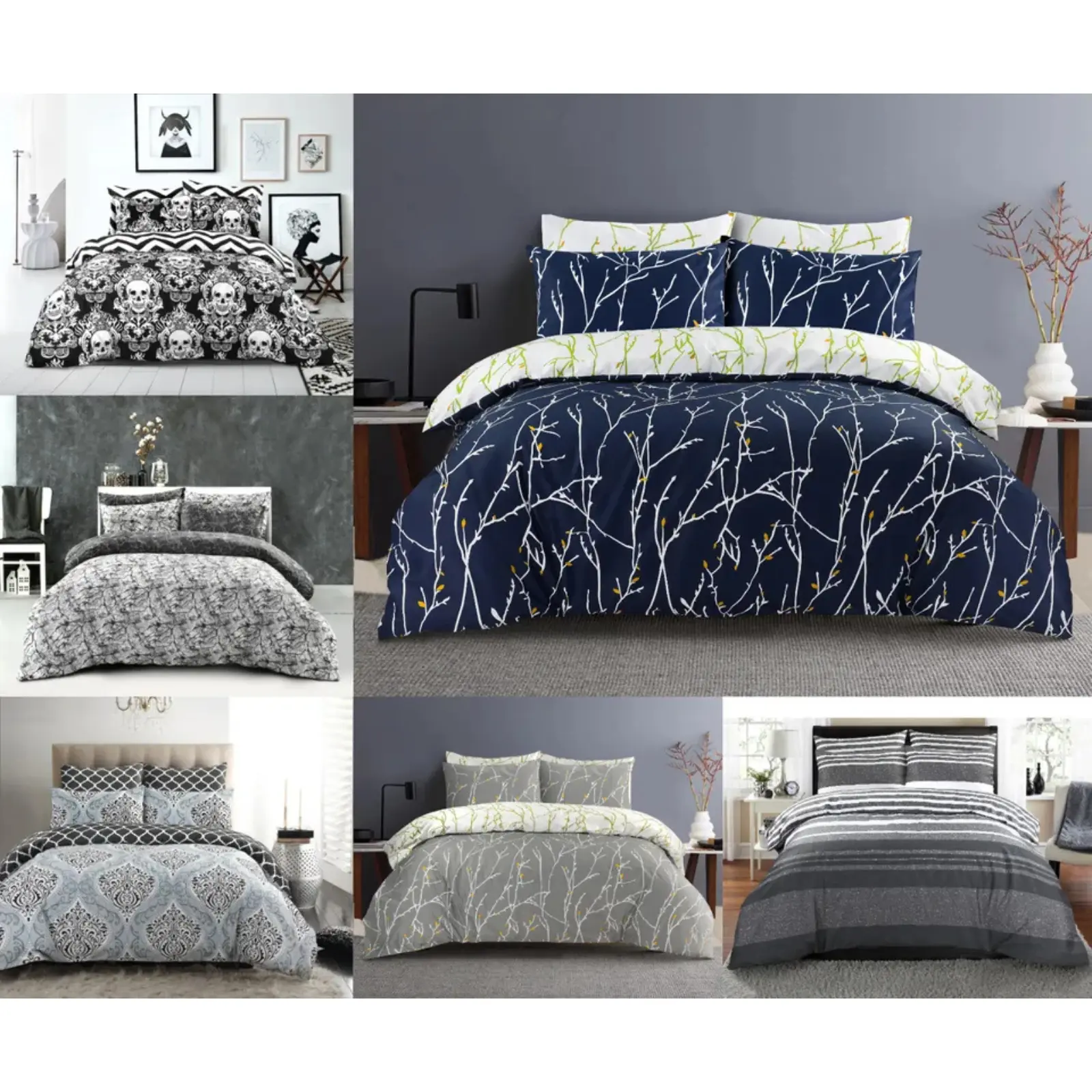 Printed Duvet Cover Set 100% Egyptian Cotton Quilt Bedding Sets Double King Size duvet  sets comfy  bed warm flat weave mattress pads & toppers