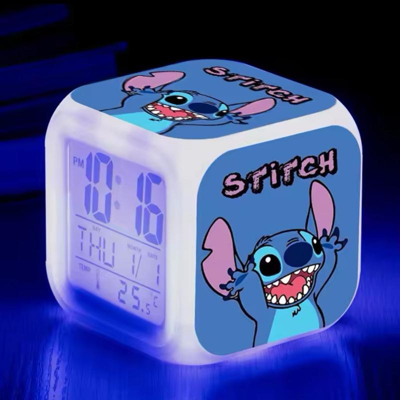 New LED Large Screen Digital Creative Cartoon Children's Colorful Illuminated Square stitch Clock Table Decoratio 1