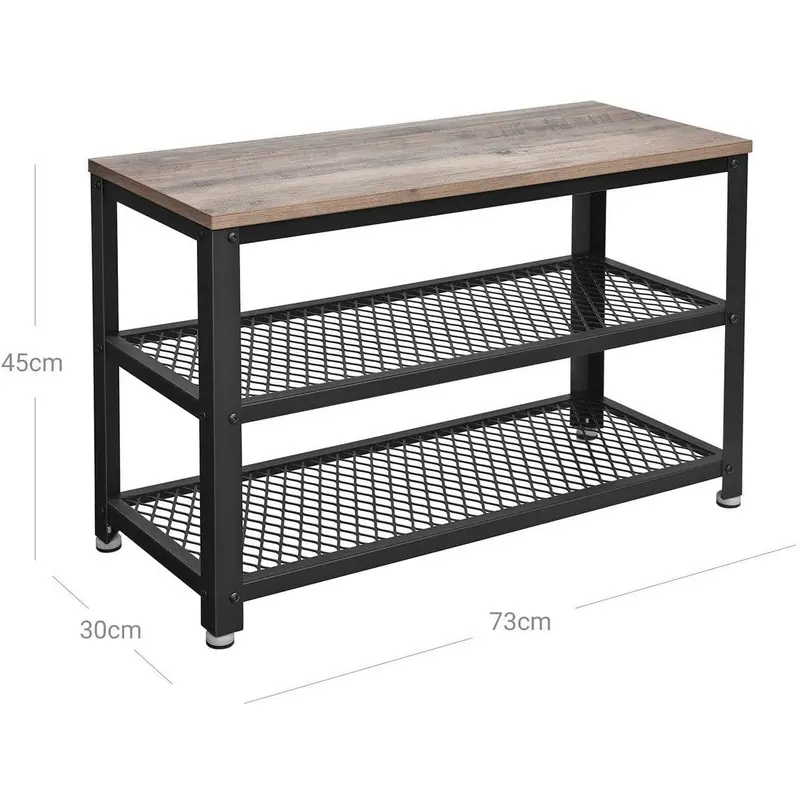 Industrial Shoe Bench With 2 Shelves And Bench Seat - Ideal For Smaller Spaces 5