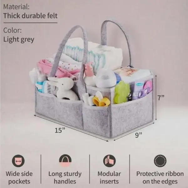 Nappy Caddy Essentials for Newborn - Baby Organiser, Great Baby Shower Gift for Mum, Boy, Girl