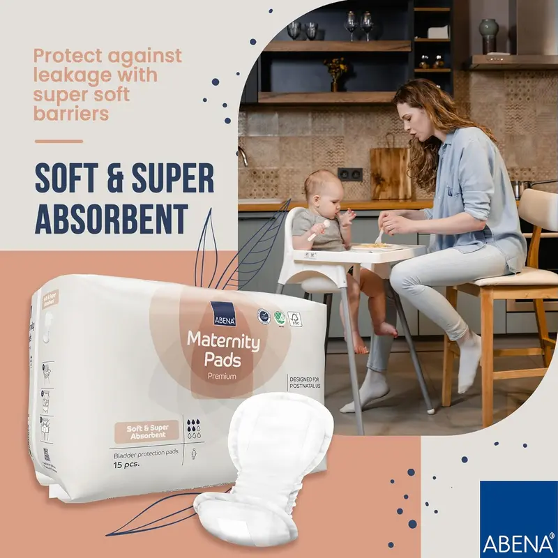 Premium Maternity Pads, Postpartum Essentials, Eco-Labelled Maternity Pads After Birth, Extra Protection, Breathable and Skin Friendly Incontinence Pads Women, Sustainable Maternity Pads - 15PK 2