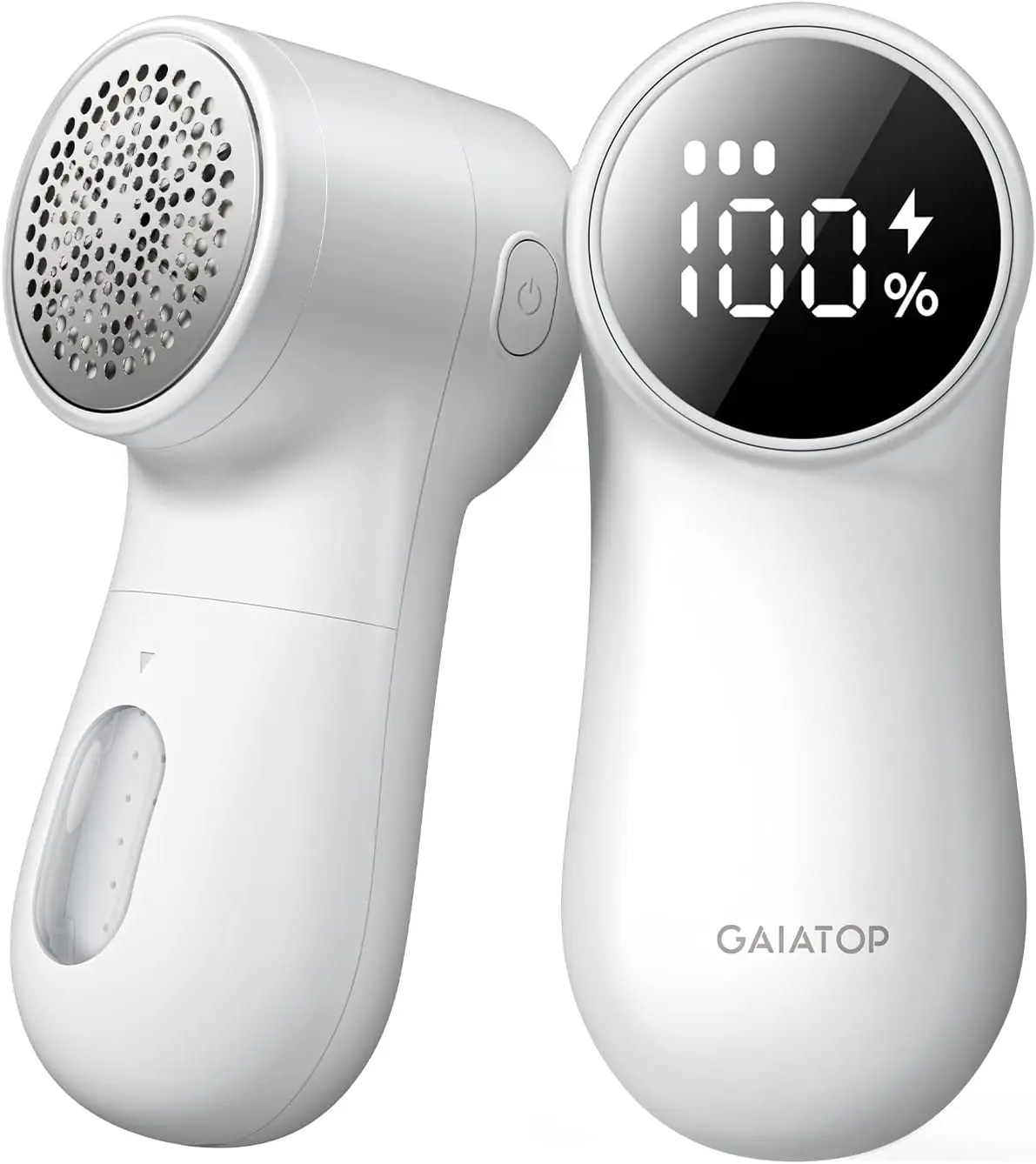 Fabric Shaver, Rechargeable Lint Remover Sweater Defuzzer, Intelligent Digital Display Lints Shaver Fuzzs Pills Bobbles Trimmer for Clothes and Furniture White(1 pcs)