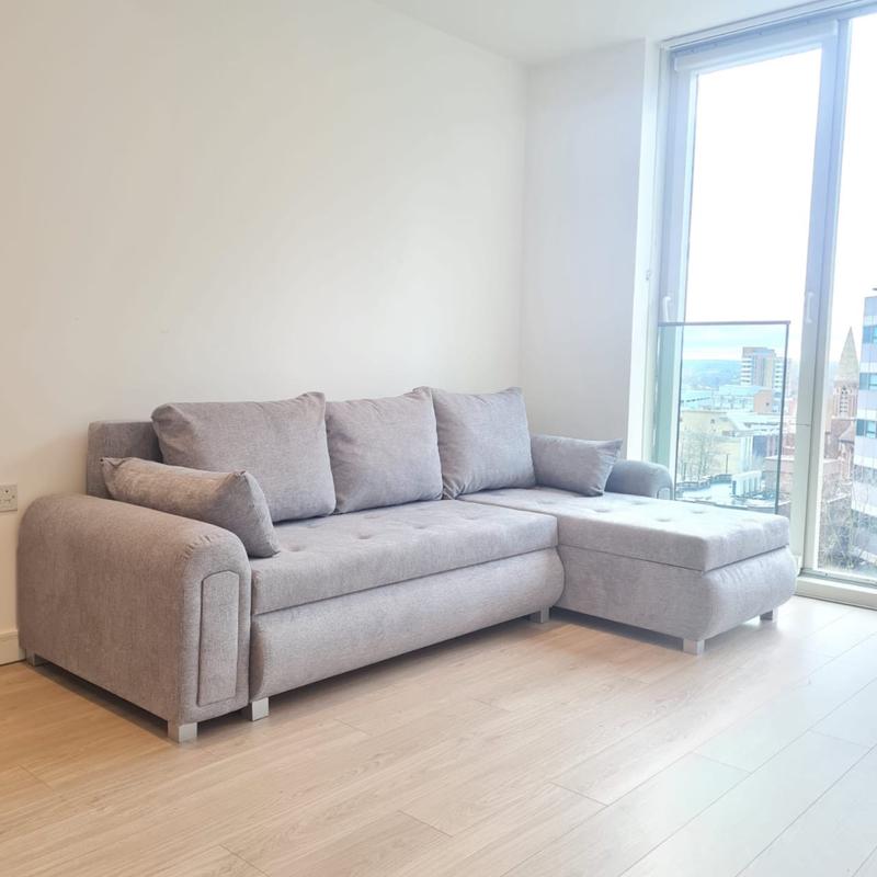 Relax Berlin Sofa Bed with double Storage Light Grey 1