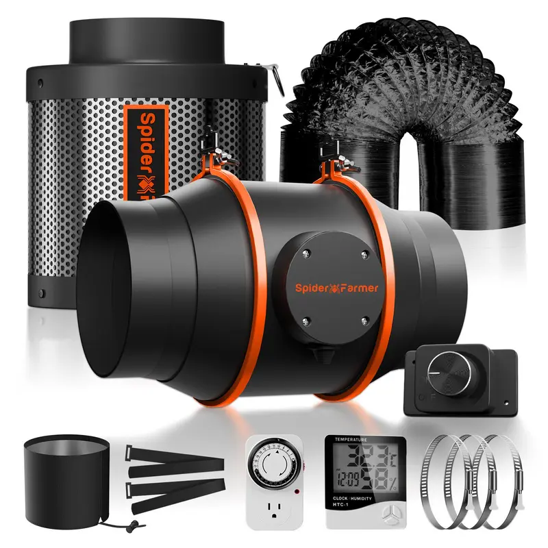 Spider Farmer 4Inch/6Inch Inline Fan Air Ducting Fan Ventilation Carbon Filter Setup for Indoor Grow Tent Kits 7