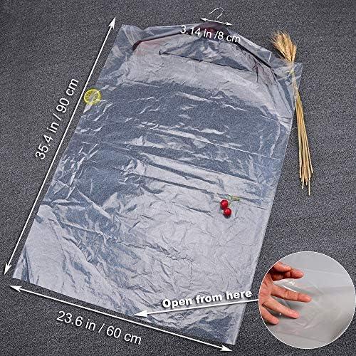 30 Pack Clear Plastic Clothes Covers 35.4inch Dry Cleaning Hanging Dust Proof Garment Bags for Home Storage Clothing Stores & Dry Cleaners. Transparent Lightweight 5