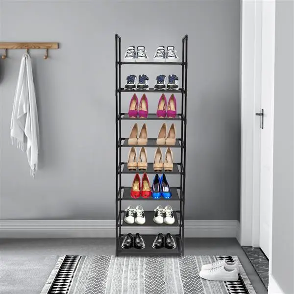 Shoe Rack 8 Tier Tall Shoe Racks Storage,16-20 Pairs Shoe Storage Metal Shoe Shelf, Stackable Shoe Stand Organizer for Narrow Space Closet Entryway Hallway Household Installation 3