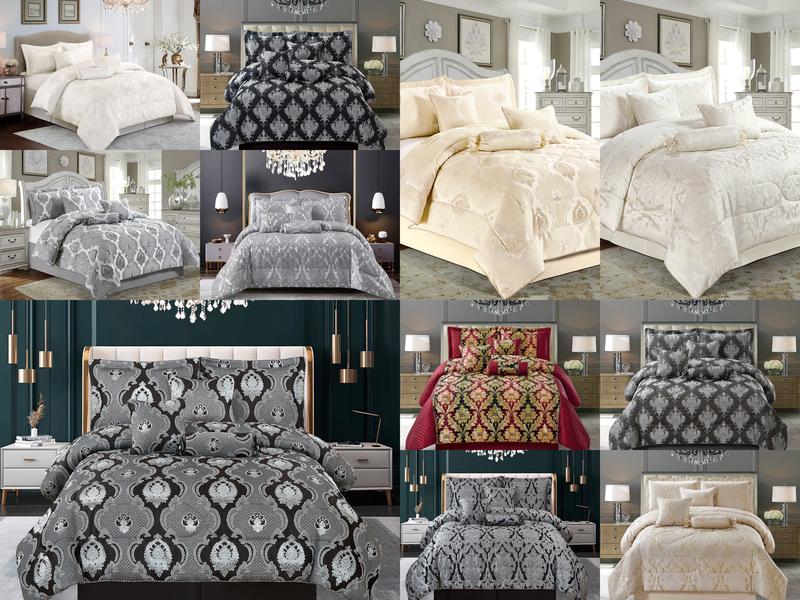 3 Pieces -  7 Pieces  Jacquard Luxury Bedspread Comforter Bedding Set Throw - Ring Top/Eyelet Curtains - sets sofa quilt - Jacquard bedding sets 0