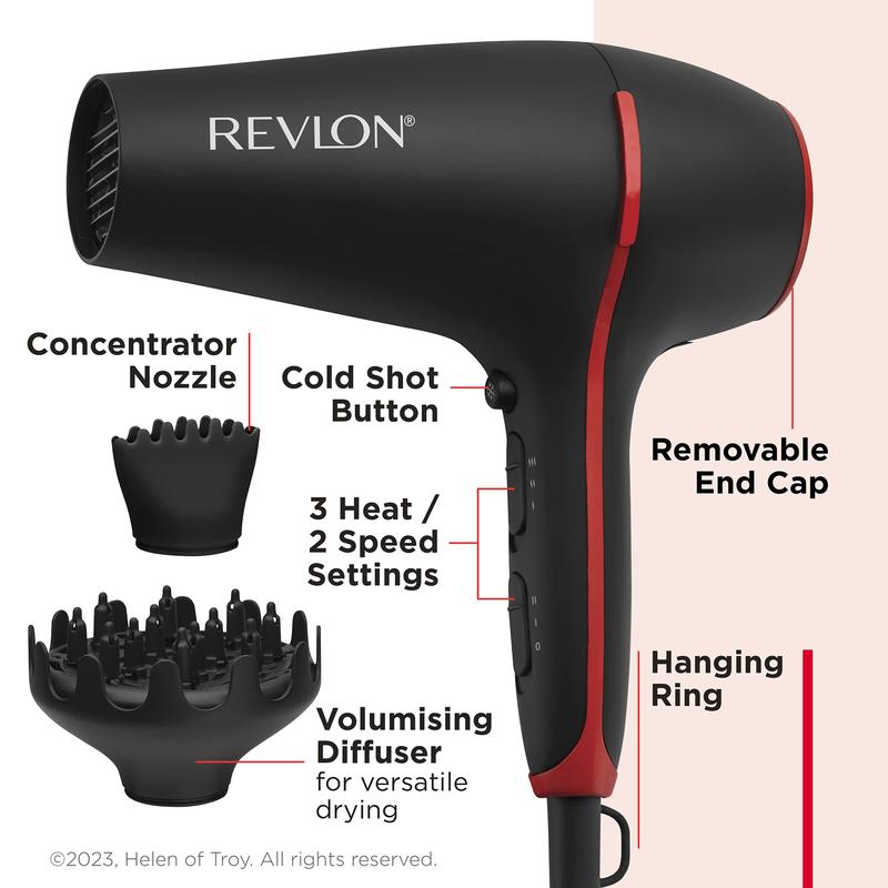Revlon Smoothstay Coconut Oil-Infused Hair Dryer (2000 watts, 2 Accessories for Styling Versatility: Diffuser & Concentrator Comb, Ceramic Tourmaline Ionic Technology) RVDR5317 3