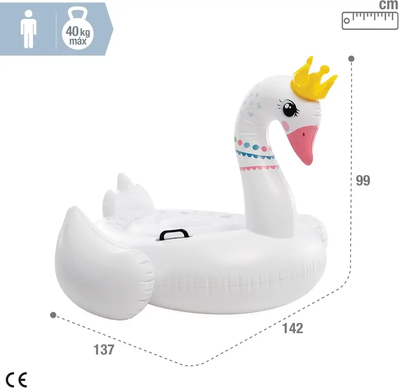 Intex Majestic Swan Ride-On, Inflated Size: 1.42m x 1.37m x 99cm 2