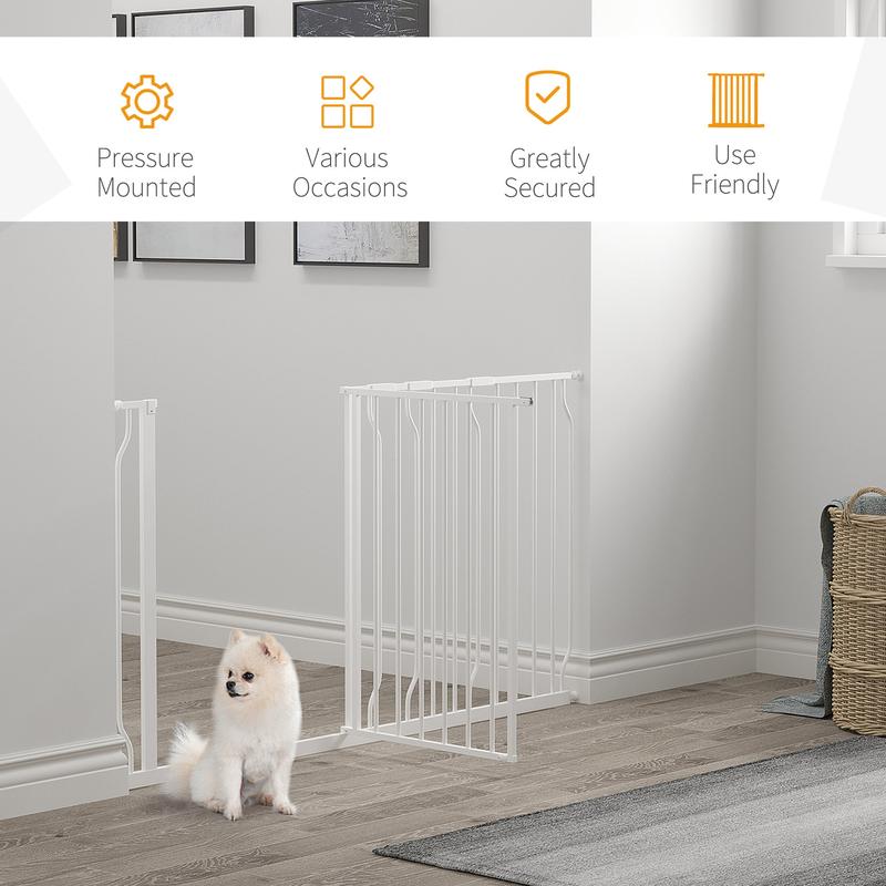 PawHut Extra Wide Dog Safety Gate, with Door Pressure, for Doorways, Hallways, Staircases - White 5