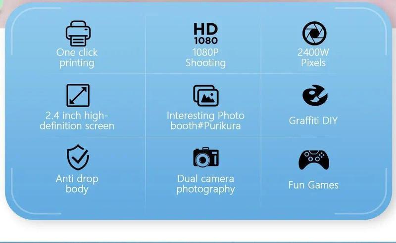 Product Introduction of Children Digital Camera Instant Print for Kids Thermal Print Camera Instant Photo Printing Camera Video Toys+32G Memory Card 37