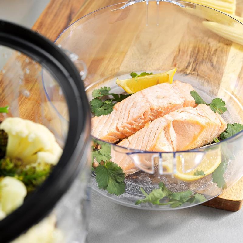 3 Tier Electric Food Steamer - 7.5L, Stackable Steaming Baskets, Dishwasher Safe, BPA Free Includes Rice Bowl, 60 Minute Timer, Compact Storage, Healthy Cooking Vegetables & Fish, 500W, EK2726 8