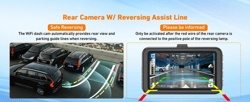 Product Introduction of Dash Cam Front and Rear, Dashcam WiFi/App Control 1080P Car Camera Dash Cam, Dual Lens Dashboard Dash Camera for cars w/ 32GB Card,Night Vision,WDR,G-sensor,Loop Recording,Parking Mode,170 Wide Angle 3