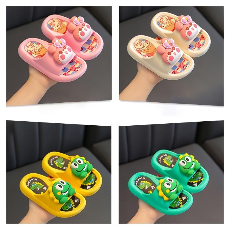 Cute Cartoon Slippers, Anti Slip And Lightweight Open Toe Slippers, Comfortable Home Slippers, Shower Shoes, All Seasons Footwear Walking Shoes Women Girl Flipflop Slide Green 8