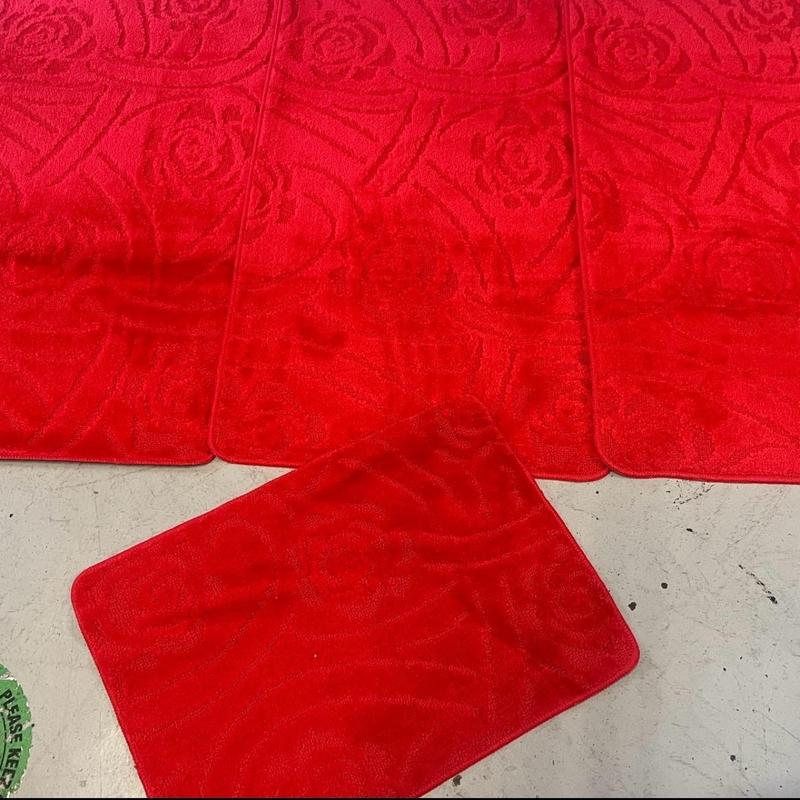 Romany Washables Mats Bright Red Tourer washable mats, 67cm 120cm Best quality Non Slip Backing Christmas Rugs X Full set of 4 Mats x 5