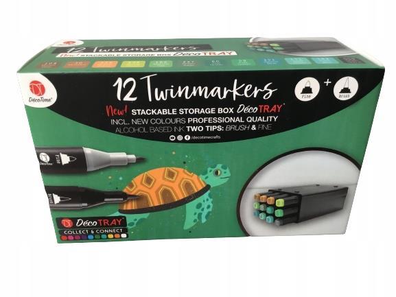 Deco Time Twinmarkers In Deco Tray 12 Pack - Green 3
