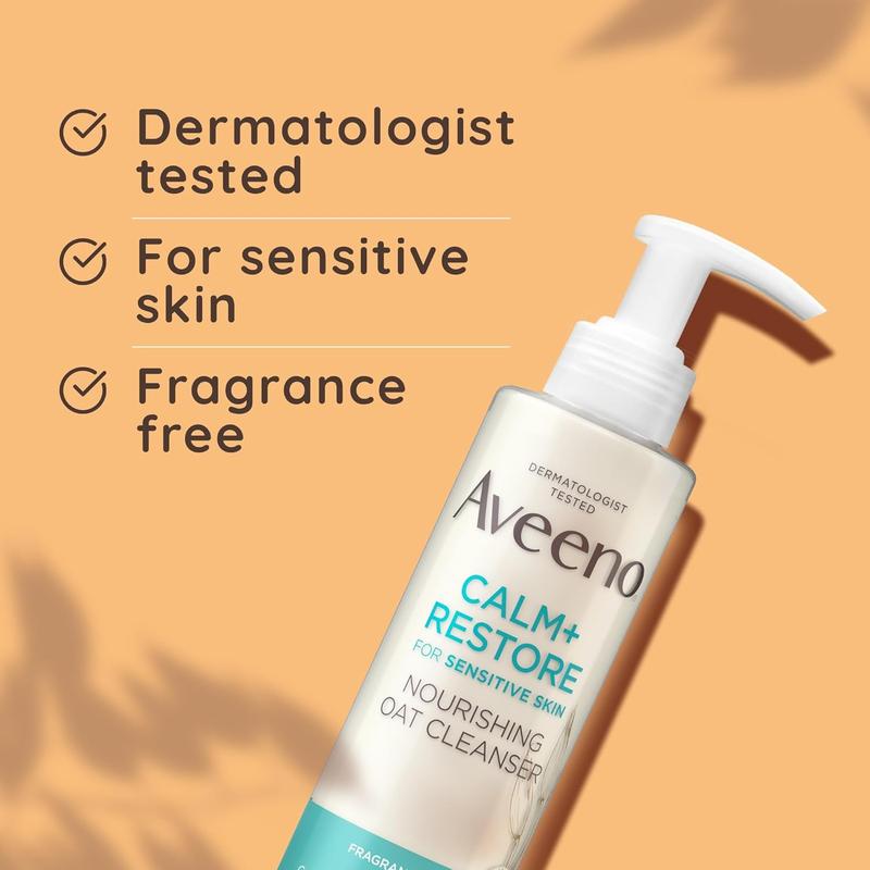 Aveeno Face Calm+Restore Nourishing Oat Cleanser with Prebiotic Oat and Calming Feverfew, 200ml - Skincare, Facial Redness Sensitive 3