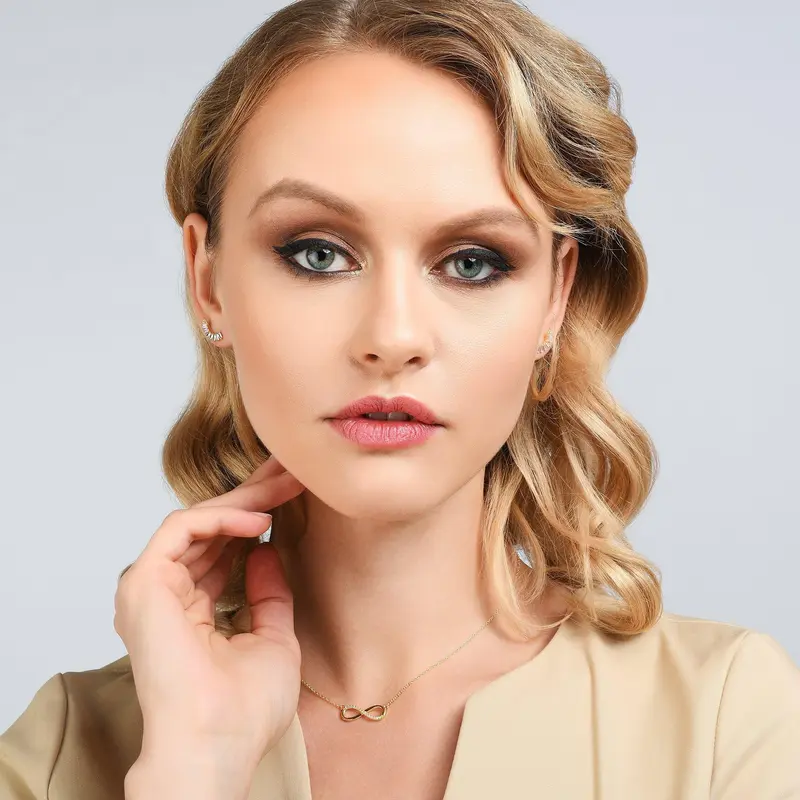Gold Ear Climber Earrings for Women with Cubic Zirconia Gemstones 4