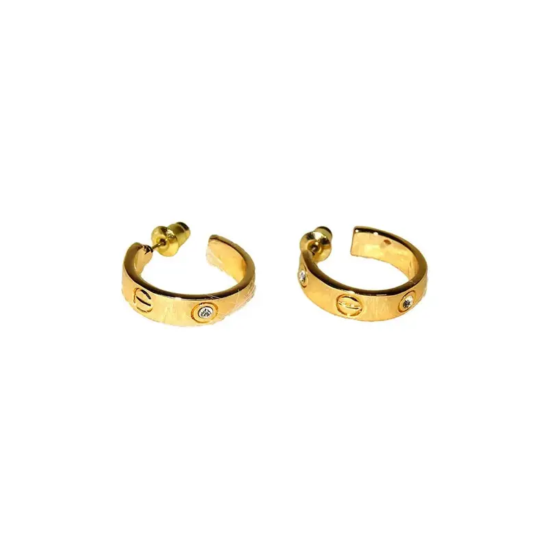 Gold Silver Popular Quality Small Hoop Earring wit Stones Jewelry For Women Gift 0